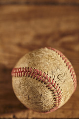 an old, worn, American, baseball