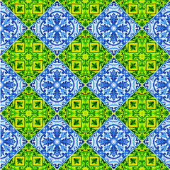 Portuguese azulejo tiles. Blue and white gorgeous seamless patterns. For scrapbooking, wallpaper, cases for smartphones, web background, print, surface texture, pillows, bathroom, linens bags T-shirts