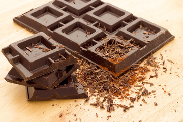 Cubes of dark chocolate