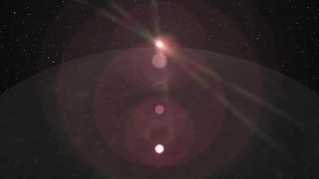 映画&rdquo;2001年宇宙の旅&rdquo;のオープニングのような地球と月と太陽