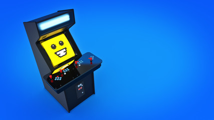 vintage arcade game machine. 3D rendering