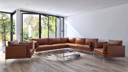 Fototapeta premium Modern living room. 3D rendering