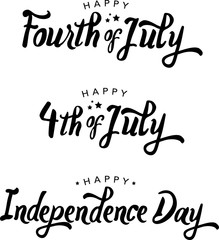 Fourth of July and Independence Day Vector Text Illustrations