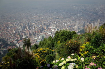 A view over Bogota from Monserrate, Colombia