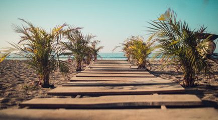 Beachfront walkway to paradise