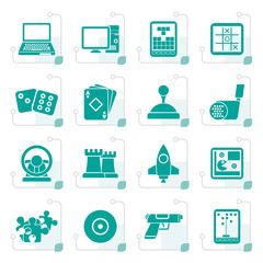 Stylized Computer Games tools and Icons - vector icon set