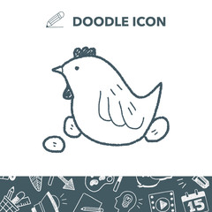 Easter egg and chicken doodle