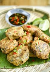 Malaysian traditional popular appetizer dish deep fried potato patty or locally known as begedil