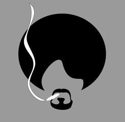 man with large afro smoking