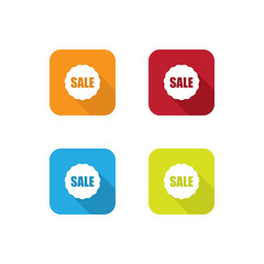 Colorful Flat Sale Badge Icons With Long Shadow