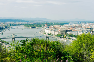 Fototapeta na wymiar View of Budapest city and Danube river, Hungary