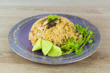 fried rice with fried mackerel and shrimp paste
