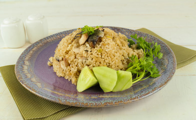 fried rice with fried mackerel and shrimp paste