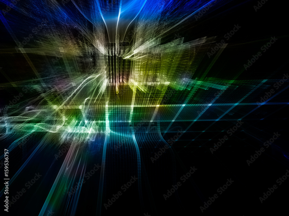 Poster abstract background element. three-dimensional composition of repeating grids. information technolog