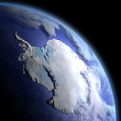 Antarctica from space at dawn © harvepino