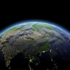 East Asia from space at dawn