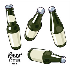 vector beer bottles set