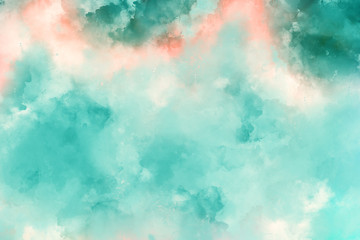 Fototapeta na wymiar Abstract turquoise watercolor texture background. Oil painting style.