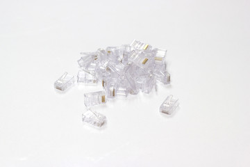 RJ-45 connectors on the white background