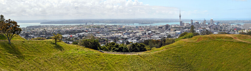 Panoramic View of Auckland City from Mount Eden.