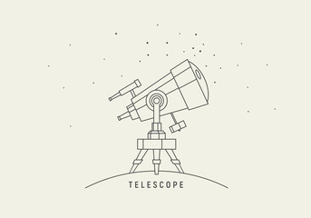 Fototapeta premium Telescope. Line art vector