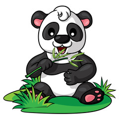 Obraz premium Panda Cute Cartoon Illustration of cute cartoon panda.