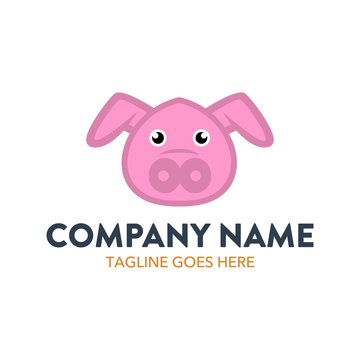 Pig Cartoon Logo Character