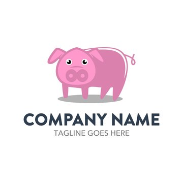 Pig Cartoon Logo Character