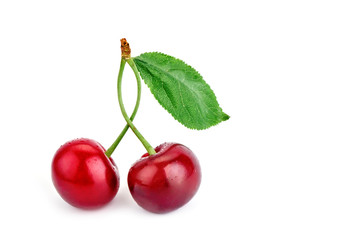 Berries ripe cherry on a white background.