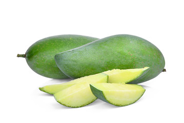 fresh green mango isolated on white background