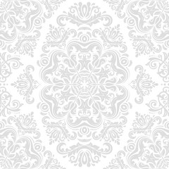 Damask classic light silver pattern. Seamless abstract background with repeating elements. Orient background