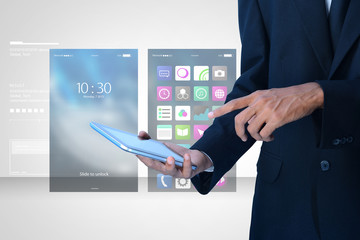 Man hand showing touch screen