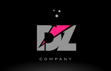 dz d z alphabet letter logo pink grey black icon