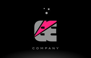 ee e e alphabet letter logo pink grey black icon