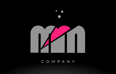 mm m m alphabet letter logo pink grey black icon