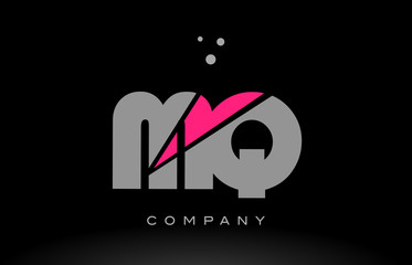 mq m q alphabet letter logo pink grey black icon