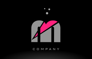 nn n alphabet letter logo pink grey black icon