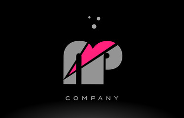 np n p alphabet letter logo pink grey black icon © dragomirescu