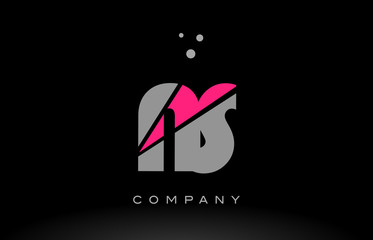 Fototapeta premium ns n s alphabet letter logo pink grey black icon