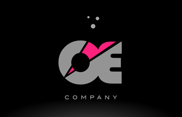 oe o e alphabet letter logo pink grey black icon
