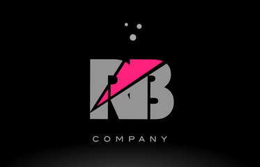 rb r b alphabet letter logo pink grey black icon