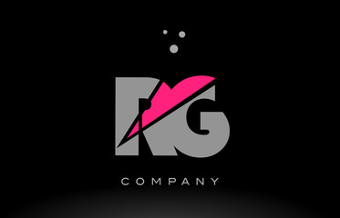 rg r g alphabet letter logo pink grey black icon