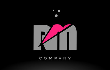 rm r m alphabet letter logo pink grey black icon