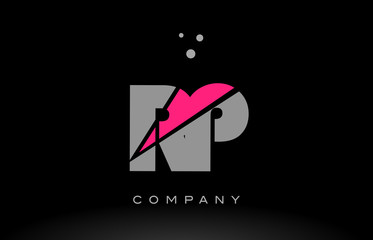 rp r p alphabet letter logo pink grey black icon