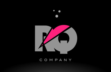 rq r q alphabet letter logo pink grey black icon