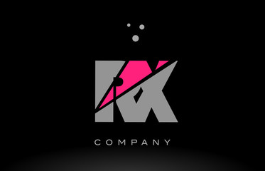 rx r x alphabet letter logo pink grey black icon