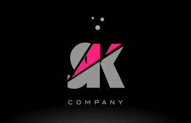 sk s k alphabet letter logo pink grey black icon