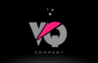 vq v q alphabet letter logo pink grey black icon