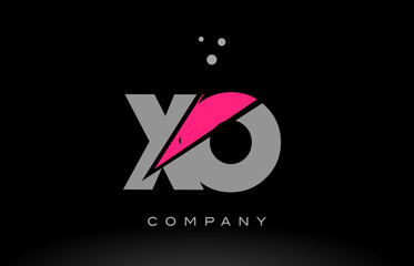 xo x o alphabet letter logo pink grey black icon