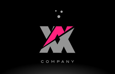 xx x x alphabet letter logo pink grey black icon